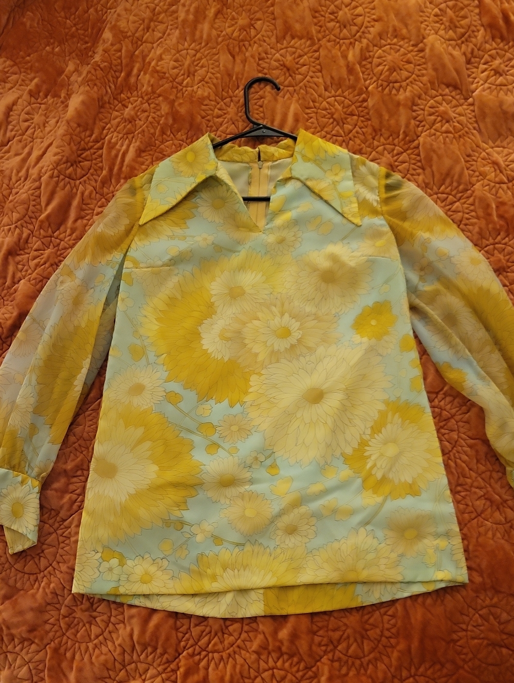 Handmade VintageYellow Floral Women’s Blouse
